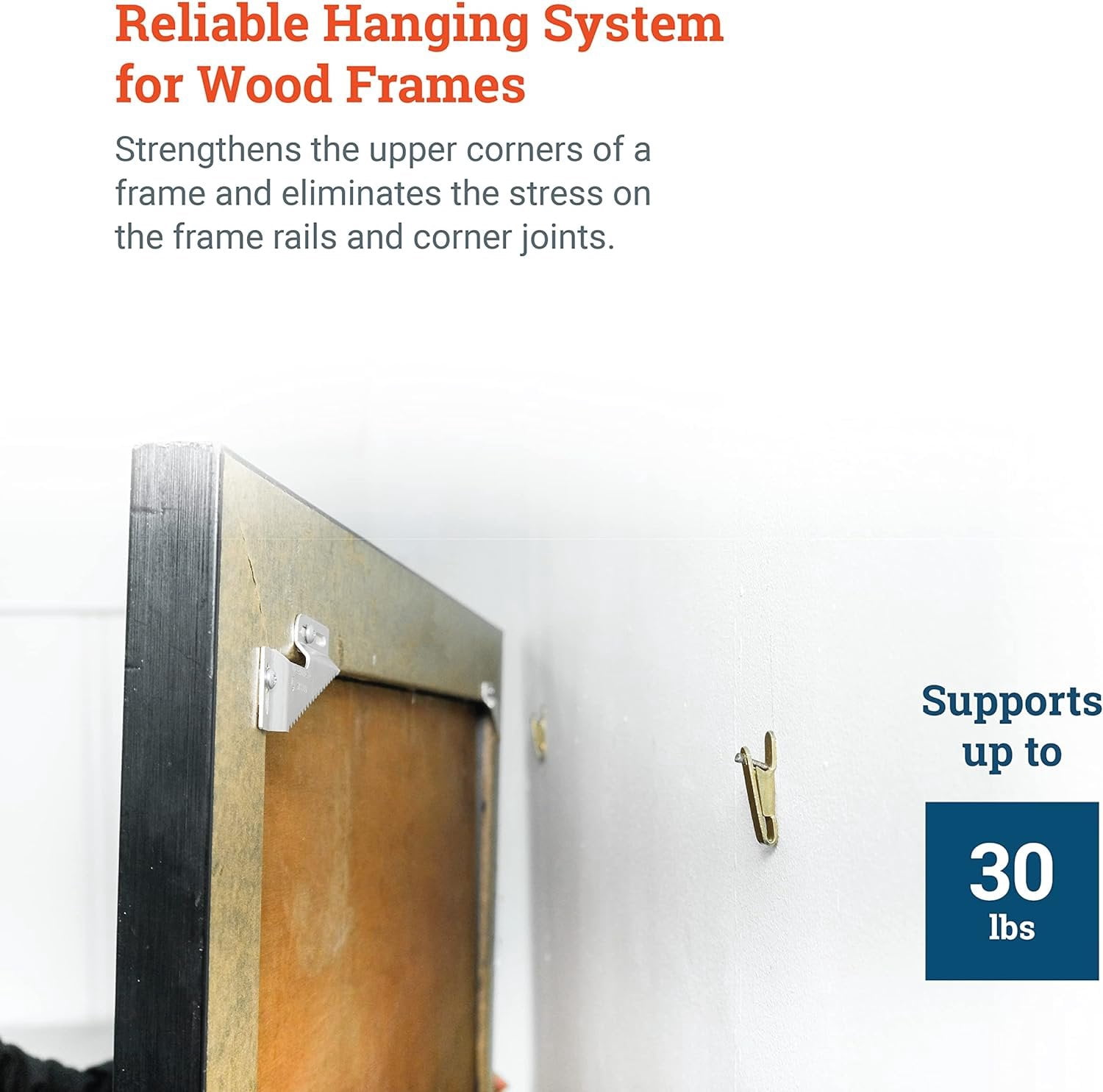 Picture Hang Solutions - 30 lb Capacity Small Wall Buddies - Includes Wall Hangers, Nails, and Screws 5 sets per pack