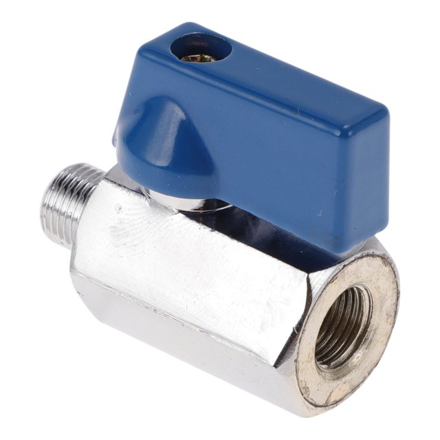 Accesorios de tubería de latón Unique Bargains 1/8" hembra x 1/8" macho válvula de bola con mango azul pulido interior y exterior 1.57" 1 Pc