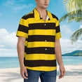 thumbnail image 5 of Disketp Hawaiian Shirts For Men,Bee Stripe Print Mens Casual Short Sleeve Button Down Shirts Beach Shirt, 5 of 8