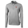 thumbnail image 2 of Men's Cutter & Buck Gray Tampa Bay Buccaneers Throwback Logo Virtue Eco Pique Recycled Quarter-Zip Pullover Top, 2 of 3