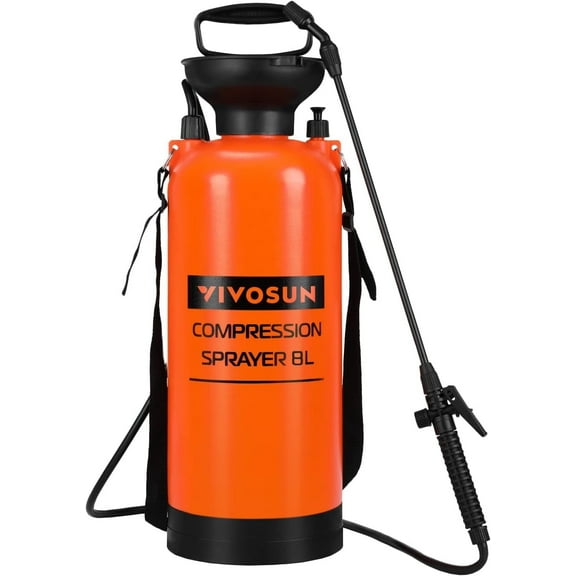 VIVOSUN 2-Gallon Pump Pressure Sprayer, Pressurized Lawn & Garden Water Spray Bottle with Adjustable Shoulder Strap, Pressure Relief Valve, for Spraying Plants, Garden Watering and Household Cleaning