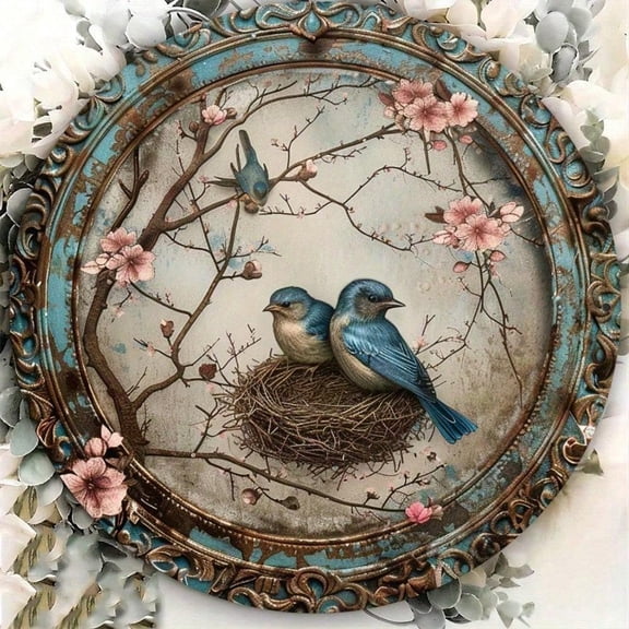 HELLOYOUNG Vintage Mother Bird Chick Metal Sign Rustic Tin Wall Art for Indoor Outdoor Home Decor Cafe Living Room Birthday Eid Gift
