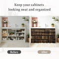 thumbnail image 6 of Vintage Books Cabinet Curtains 35"W x 35"L, Retro Art Elegant Bookshelf Sink Skirt for Bathroom Vanity Kitchen Self Adhesive, Dust-Proof Privacy Curtain for Shelves Closet Laundry Room Pantry, 6 of 9