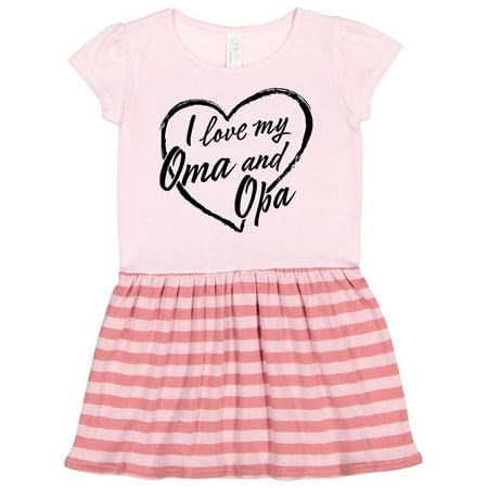 

Inktastic I Love My Oma and Opa in Black Chalk Heart Gift Toddler Girl Dress