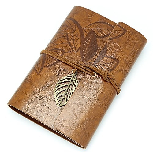 Cuaderno de notas EvZ Vintage Tapa de cuero sintético marrón oscuro