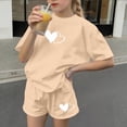 thumbnail image 5 of Cethrio Girls Activewear Outfit Sets, 2 Piece Short Sleeve Casual Summer Kids' Athletic Clothing Sets Beige Size 10-12, 5 of 5