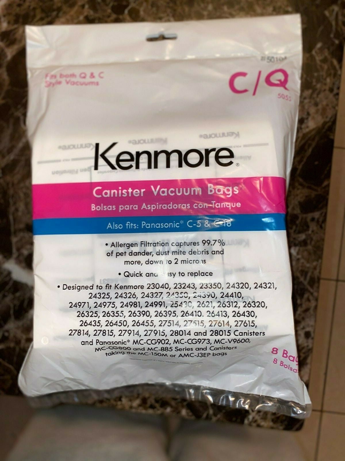 8 Pack Kenmore Canister Vacuum Bag for C Q; Panasonic C-5 & C-18 50104 5055 