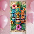thumbnail image 5 of Tiki Mask Tropical Banner Floral Decoration Colorful Design Luau Party Outdoor Fun Backdrop for Summer Celebration, 5 of 8