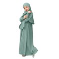thumbnail image 3 of RXMEKW Ensemble de Robe Musulmane avec Châle pour Filles Manches Longues Col Rond Robe à Volants Tenue 2 Pcs Rose, 3 of 8
