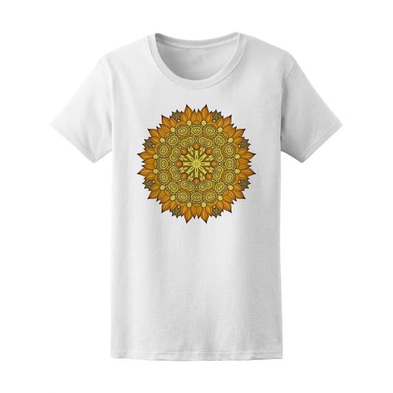 Colorful Sunflower Mandala T-Shirt Women -Image by Shutterstock, Female XX-Large