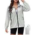 thumbnail image 2 of jjayotai Rain Jacket, Womens Lightweight Waterproof Windbreaker Jackets Hooded Packable Rain Coats with Pockets Gray XXL, 2 of 9