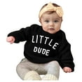 thumbnail image 3 of CAICJ98 Little Dude Newborn Outfit Baby Boy Girl Knit Sweater Long Sleeve Pullover Sweatshirt Toddler Fall Winter Clothes Black,0-3 Months, 3 of 6