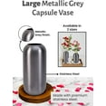 thumbnail image 2 of Serene Spaces Living 9" Metallic Gray Capsule Vase, Stainless Steel Flower Holder, Modern Centerpiece, Single, 2 of 6