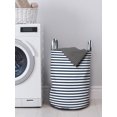 thumbnail image 3 of Navy Laundry Bag, Nautical Rope in Horizontal Style Marine Sea Life Ocean Pacific Art Print, Basket with Handles Drawstring Closure for Laundromats, 13" x 19", Violet Blue and White, by Ambesonne, 3 of 4