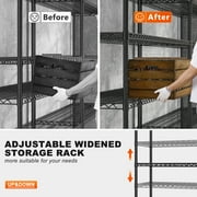 55.2W x 85.8H Wire Shelving Rack 3000Lbs Metal Storage Shelves with Wheels 5 Tier Heavy Duty Storage Rack for Garage Rolling Shelving Unit Adjustable Steel Shelves for Kitchen Pantry, Black