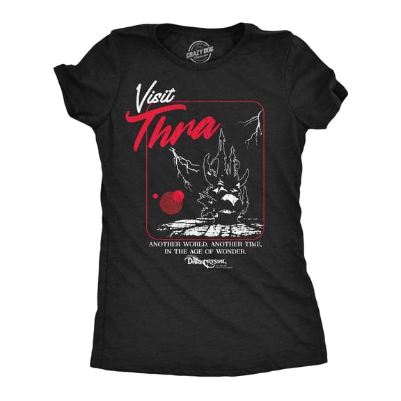 Womens Funny Visit Thra T-Shirt - Jim Henson's Dark Crystal Tee for Ladies - Retro Movie Tshirt with Vintage Design Womens Graphic Tees