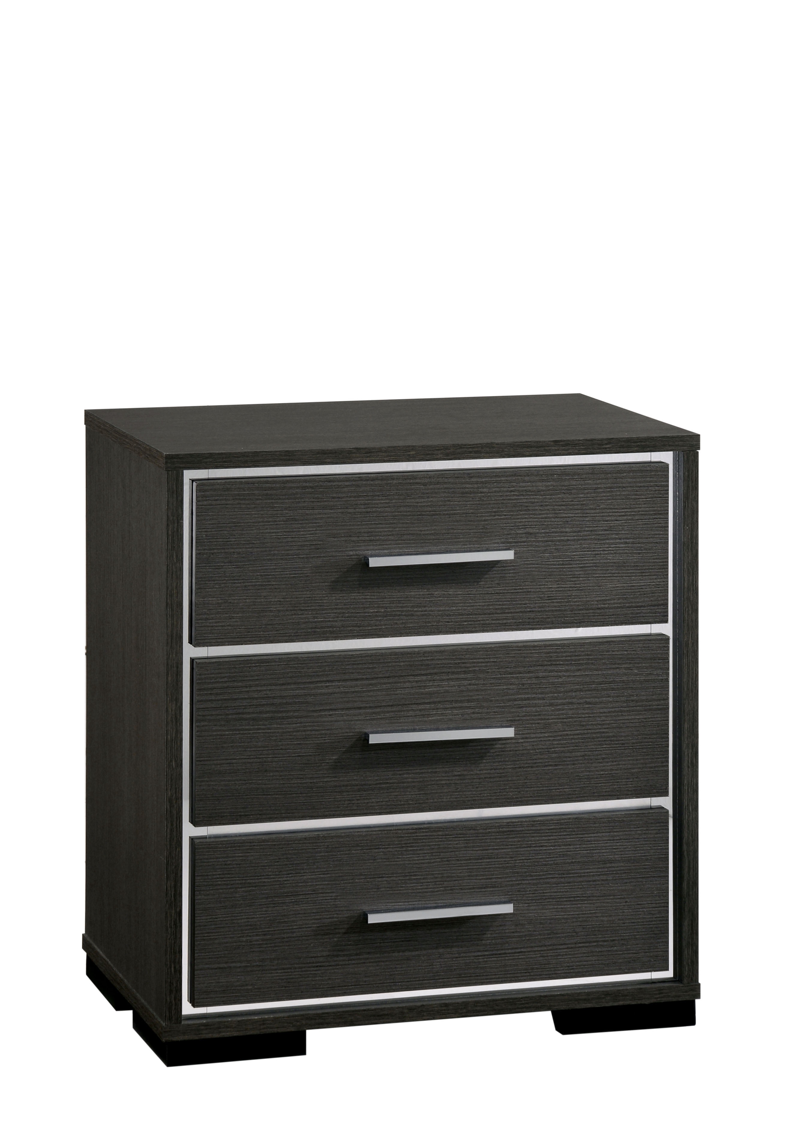 Furniture of America Henly Contemporary Nightstand with 3-Drawer, Warm Gray
