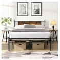 thumbnail image 2 of Queen Size Metal Bed Frame with Wood Headboard - Black Finish, Modern Platform Bed - 82.7" Length, Sturdy Steel Construction as picture, 2 of 9