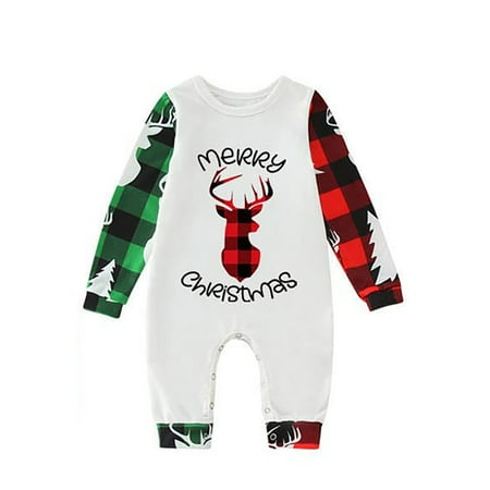 

LWZWM Christmas Pajamas For Family Christmas PJs Matching Sets Family Christmas Pjs Matching Sets Patchwork Plaid Jumpsuit Suit Toddler 12 Months