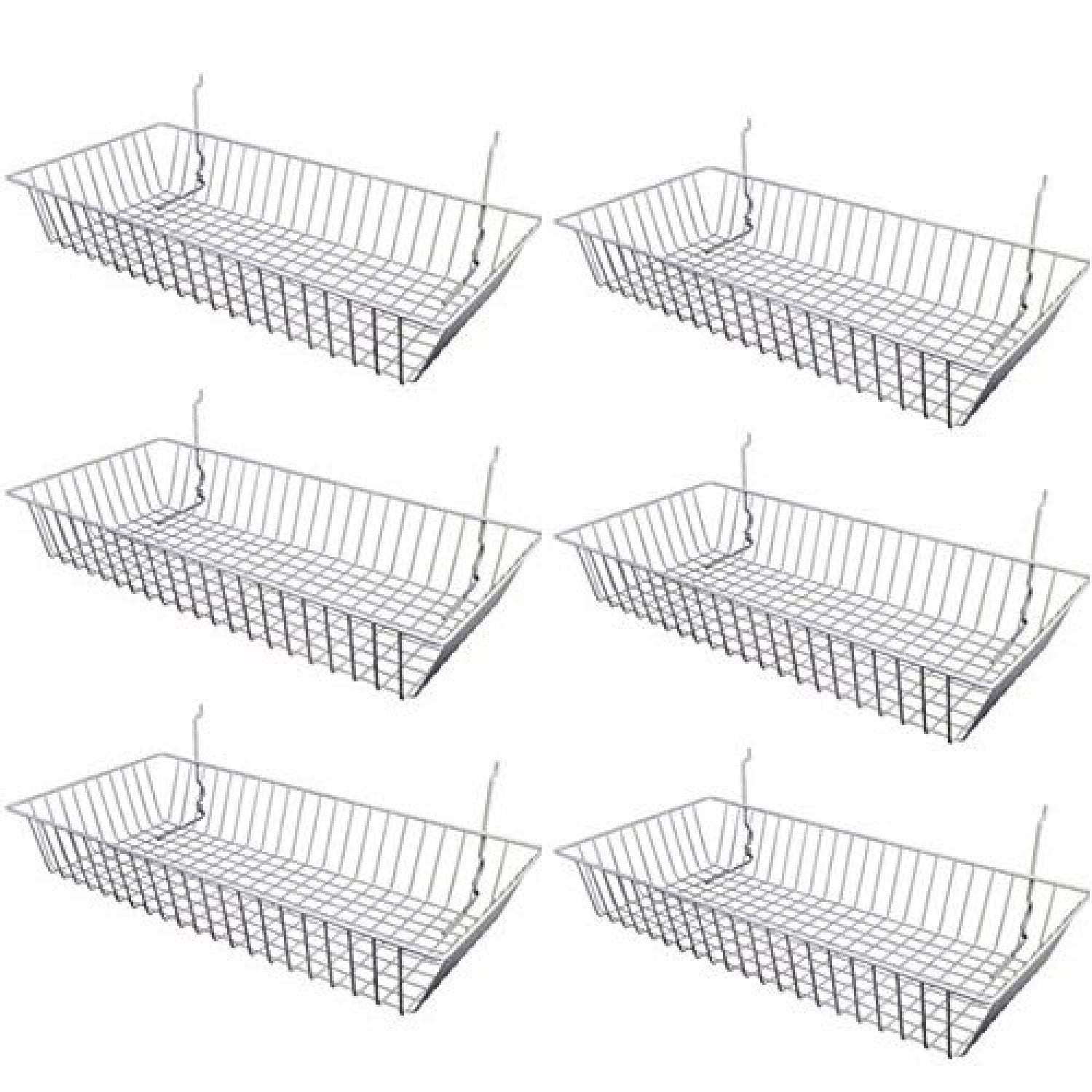 Only Garment Racks #5624B (Pack Of 6) Black Wire Baskets For Grid Wall