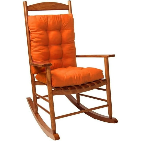 XmhyTop 2-Piece Non-Slip Rocking Chair Cushion Set, Soft Thickened & Overstuffed, Indoor & Outdoor Use for Patio, Chaise Lounger & Chair(Orange)