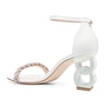 thumbnail image 4 of FSJ Women Classic Chunky High Heel Sandals Open Toe Ankle Strap Single Band Dress Shoes Size 8 White, 4 of 4