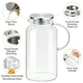 thumbnail image 3 of NiHome 66oz/1.95L Clear Glass Pitcher with Stainless Steel Lid for Iced Tea, Juice, Coffee, Milk& More, Dishwasher Safe Heat-Resistant Borosilicate Glass Water Jug, Smooth Pouring and Straining, 3 of 9