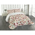 thumbnail image 3 of Ambesonne Paisley Quilted Bedspread Set 3 Pcs, Style Rose Motif, Queen Size, Pale Pink Red, 3 of 5