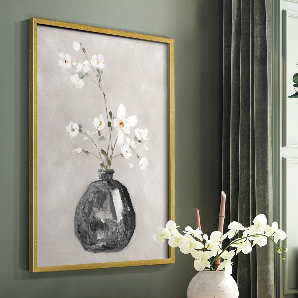Cottage Spring II Framed Print in Gold Solid Wood Framed Print No Nail Hanging