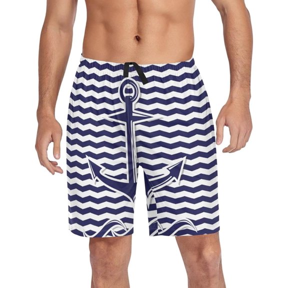 GZHJMY Anchor Pajama Pants Short for Men, Lounge Pants Lightweight Men Pajama Bottoms with Drawstring Pockets, Christmas New Year Birthday Gifts, Medium