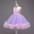 thumbnail image 5 of Girls Dresses Summer Spring Summer Sleevel Tulle Sequins Glitter Dress Performance Formal Clothes Cute Bow Dresses Christmas Party Princess Dress Kids Sundress,Size 7 Years-8 Years, 5 of 9