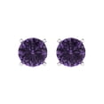thumbnail image 3 of 4 Ct Round Cut Studs Purple Alexandrite 18K White Solid Solid Gold Everyday Dainty Earrings Push Back, 3 of 7