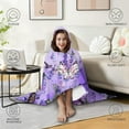 thumbnail image 4 of Wearable Blanket,Purple Lavender Butterfly Scene Hooded Wearable Flannel Blanket for Adults & Teens with Buckle,Winter Poncho Shawl Wrap Cape,50"x60", 4 of 5