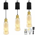 thumbnail image 1 of FSLIVING Adjustable Height Pendant Light Remote Control Rechargeable Battery Amber Glass Shade Pack of 3, 1 of 7