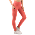 thumbnail image 3 of Yoga Leggings with Pockets High Waist Tummy Control Super Soft Stretchy Skinny Workout Yoga Pants 28" Coral Pink Large, 3 of 4