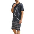 thumbnail image 2 of Xysaqa Mens Short Sleeve Pajama Set Soft Round Neck Tops & Pjs Bottom 2 Piece Sleep Outfits Nightwear Lightweight Summer Sleepwear Lounge Set for Men S-2X Clearance, 2 of 8