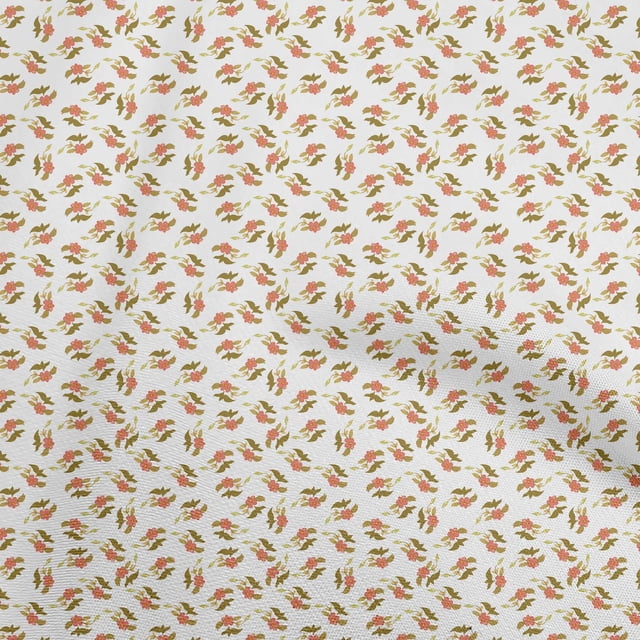 oneOone Rayon White Fabric Floral Craft Projects Decor Fabric Printed By The Yard 56 Inch Wide