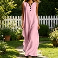 thumbnail image 4 of CHUMUD Robes d'Été pour Femmes Sans Manches à Col en V, Robe Maxi à Demi-Boutonnage, Coupe Ample Décontractée, 4 of 8