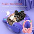 thumbnail image 4 of Bearachild Auriculares Auriculares inalámbricos con orejas de dibujos animados Auriculares para juegos de computadora Auriculares con sonido estéreo Cables de audio/vídeo rosado, 4 of 6