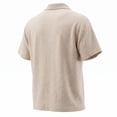 thumbnail image 7 of JTSRKL Mens Linen Short Sleeve Shirts Zip Collared Solid Lightweight Breathable Casual Tees Summer Business Vintage Relaxed Fit Tops Khaki XXL, 7 of 7