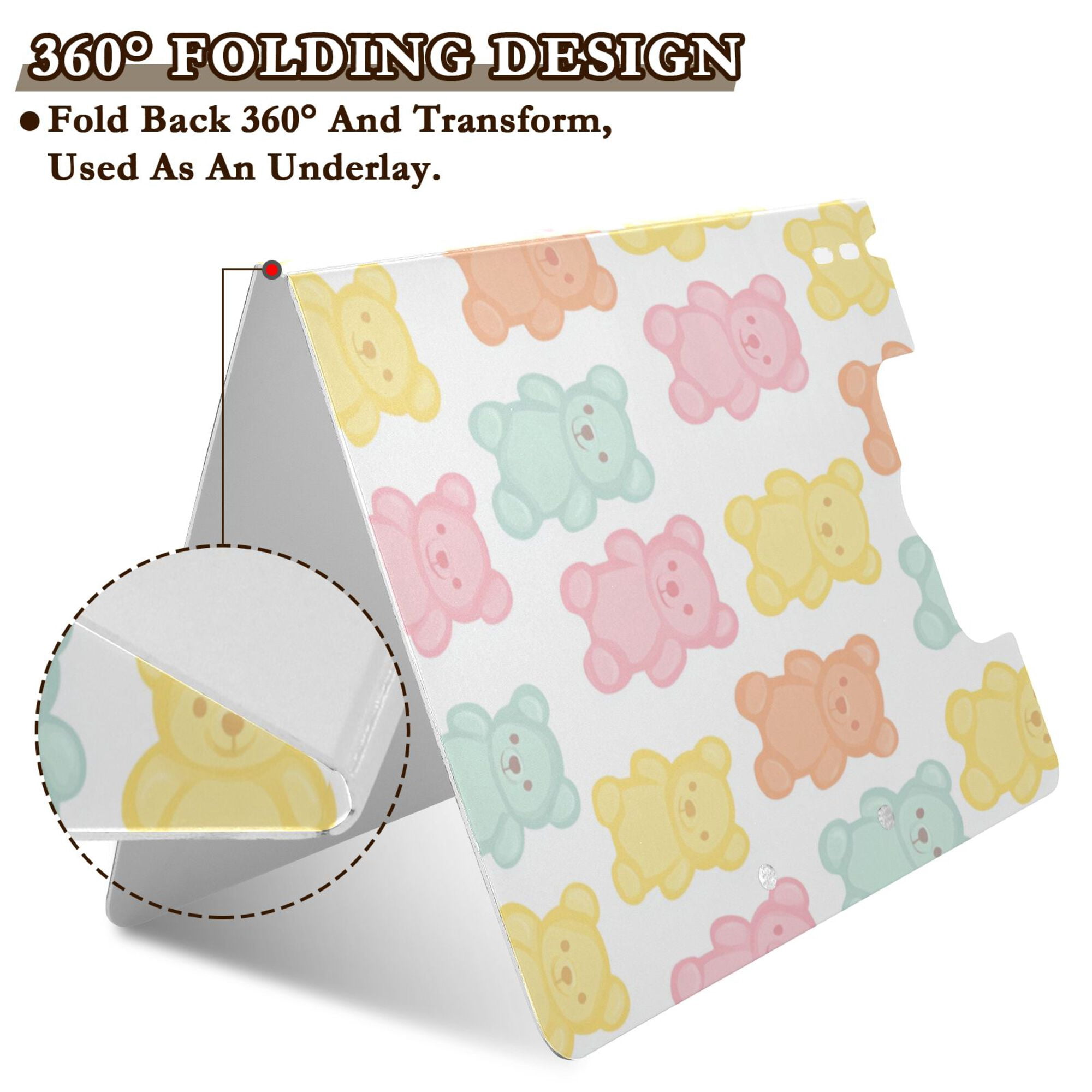 FORMRS A4 Clipboard Folder with Pen Holder Horizontal Foldable School Office Binder, Cute Gummy Bears Pattern