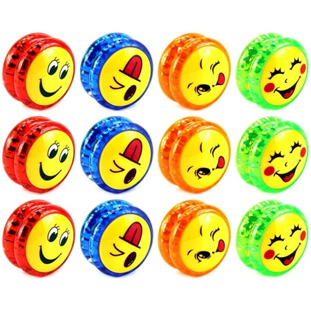 - 12 PCS Yoyo 'Smiley Faces' Light Up Children's Kid's Toy Yoyo (Colors May Vary)