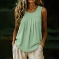 thumbnail image 5 of ctdiral Womens Crew Neck Sleeveless Tank Tops Pleated Loose Fit Tunic Tops Solid Color Lightweight Tee Summer Casual Comfy Tops Green S, 5 of 8