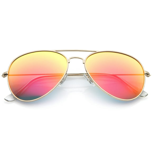 sunglassLA Unisex Premium Nickel Plated Frame Multi-Coated Mirror Lens Aviator Sunglasses (Gold / Red Mirror) - 59mm