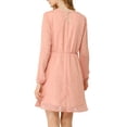 thumbnail image 3 of INSPIRE CHIC Robe pour Femme Dorure Étoile Col en V Manches Longues Robe de Soirée Évasée Ligne A m Rose, 3 of 8