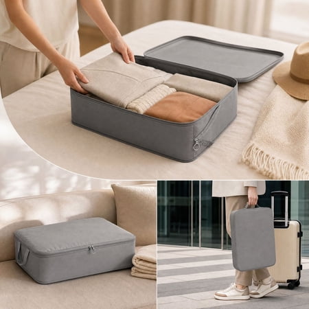 Fabric Storage Box Stackable Zipper Organizer Portable Container for Household Sorting