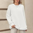 thumbnail image 4 of hxobax Oversized Casual Sweatshirts Womens Fall Pullover Tops Long Sleeve Henley V Neck Tunic Shirts, 4 of 7