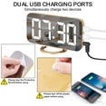 thumbnail image 6 of Digital Alarm Clock with Mirror Display, Dual USB Ports, 3 Brightness Levels, 12/24H - Gold, 6 of 7