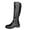 Black, variant on Women's Knee High Boots Low Block Heel Riding Boots Round Toe Side Zipper Biker Motorcycle Buckle Boots