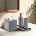 thumbnail image 4 of Decozen Acrylic Bathroom Accessories Set of 4, Soap Dispenser, Tumbler, Tissue Box, and Tray - Gray, 4 of 9